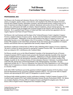CV for Neil Broom Expert Witness in Computer Forensics Investigations in Glendale